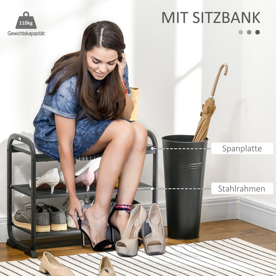 HOMCOM Schuhbank mit Sitzbank schwarz