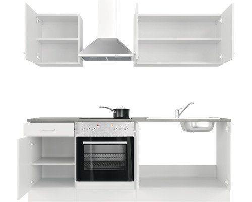 Flex Well keukenblok met apparatuur Lucca 210 cm wit mat gedemonteerde variant omkeerbaar 00012363