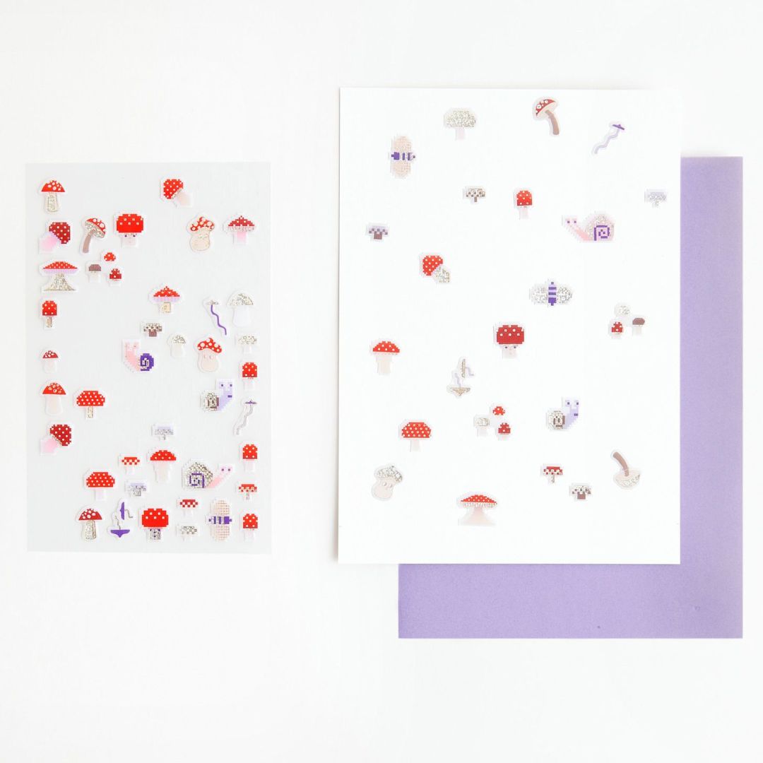 Gelstickers pixel paddenstoelen - 63st