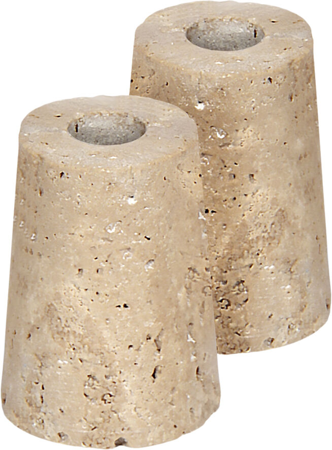 Uyuni Travertine Candleholder mini taper, M, Desert beige, 2-pack, Desert beige