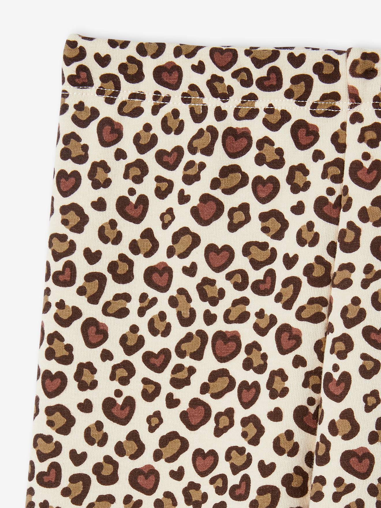 Calças legging verdes estampadas com forro de lã para meninas