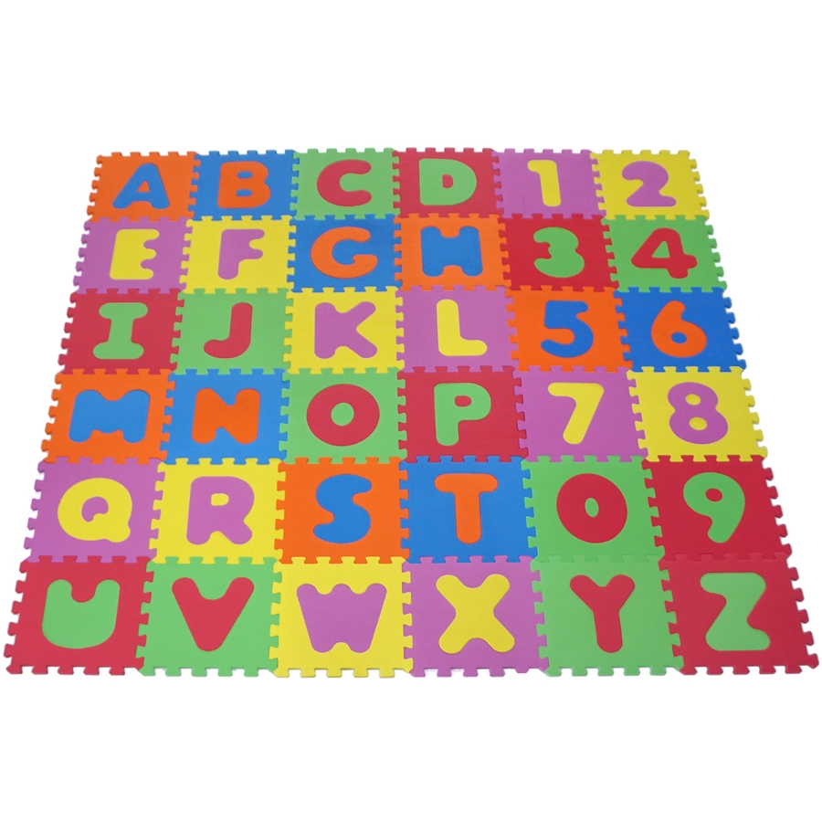 knorr toys® Puzzlematte Alphabet + Zahlen 36-tlg.30cm rot
