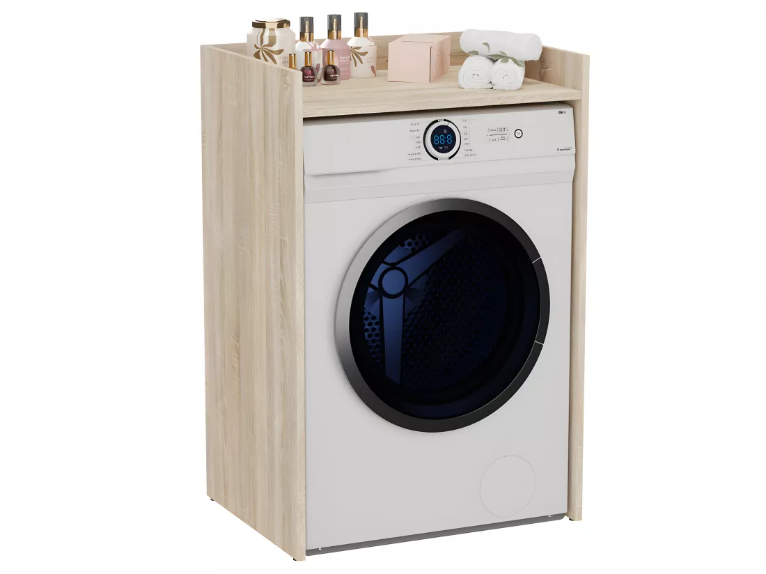 COMO - Meuble de rangement pour machine à laver - Meuble SDB - 64x50x97.5 cm - Buanderie