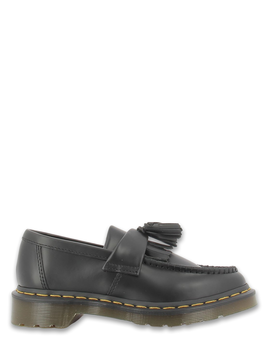 dr martens mocassins pampilles femme adrian yellow stitch cuir smooth noir