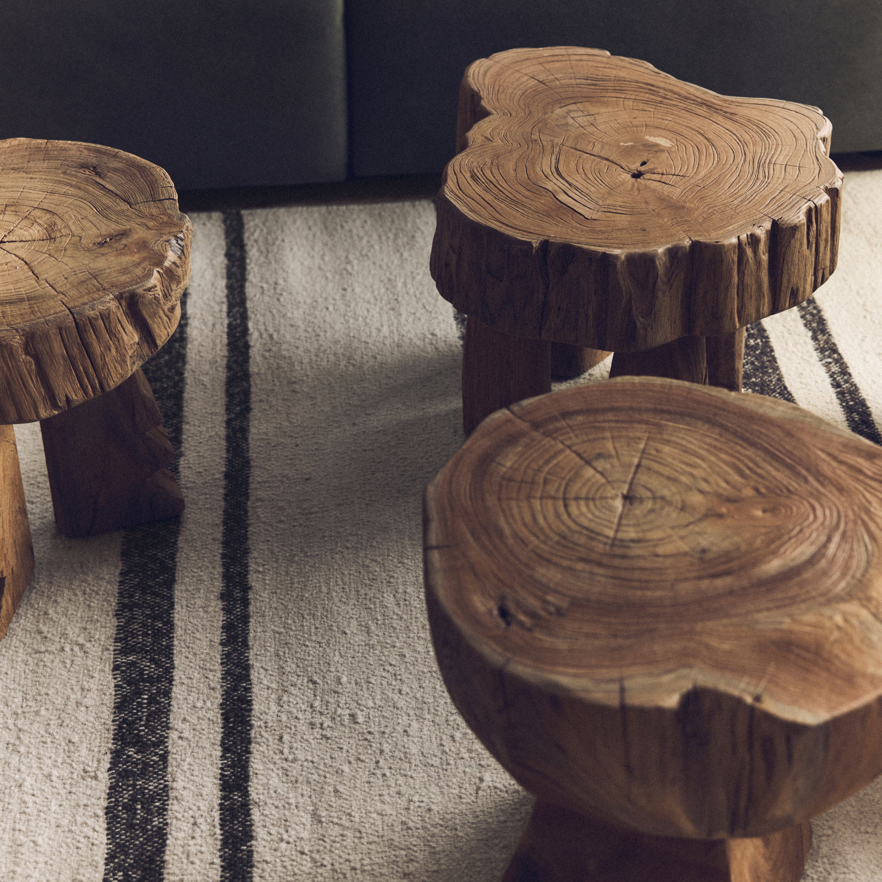 HKliving Log Wooden Kruk - Teak