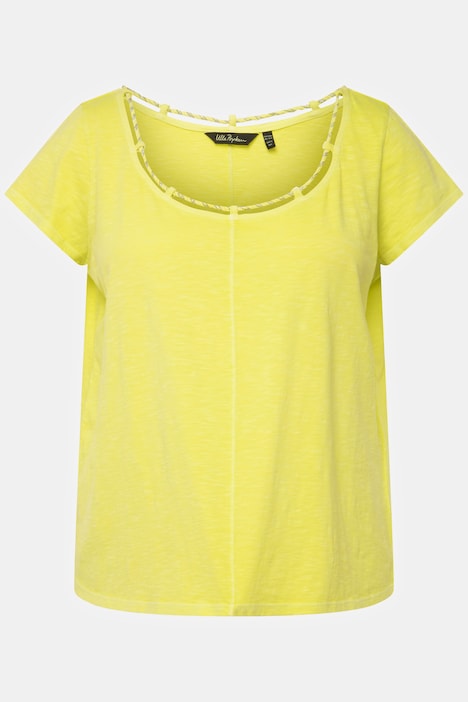T-Shirt, Kordel, A-Linie, Rundhals, Halbarm