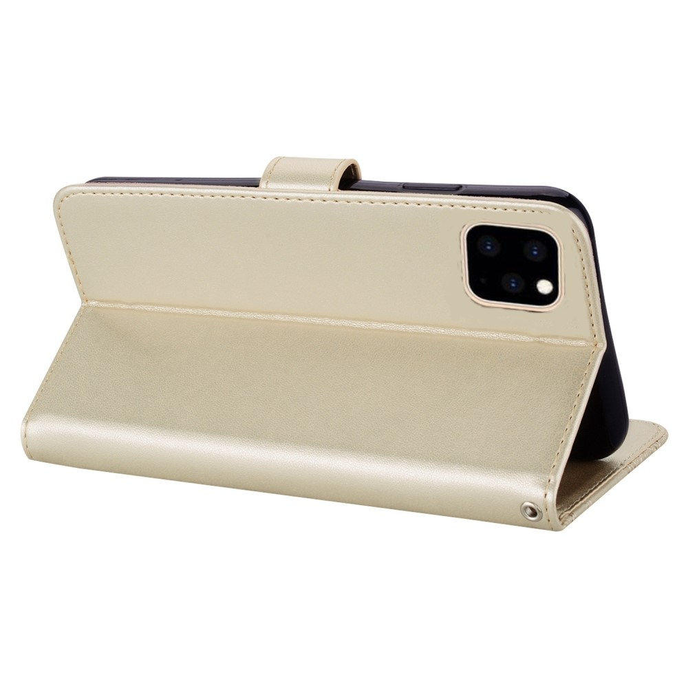 iPhone 14 Pro Max Leder Tasche Wallet Eulen Mandala Imprint - Gold