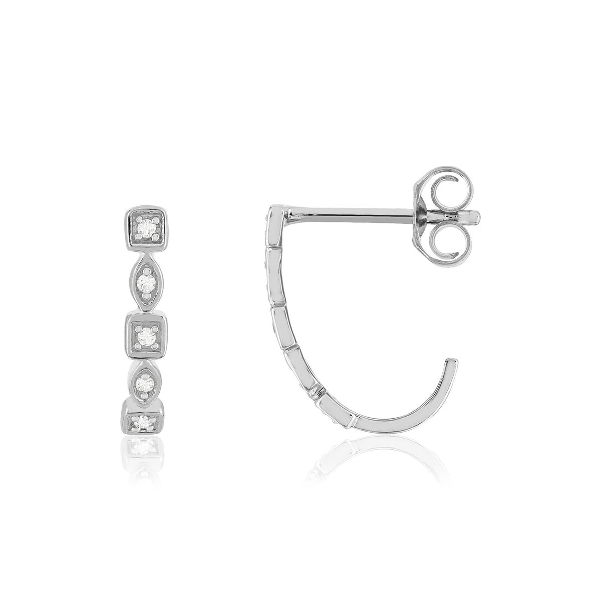 Boucles d'oreilles or 375 blanc diamants