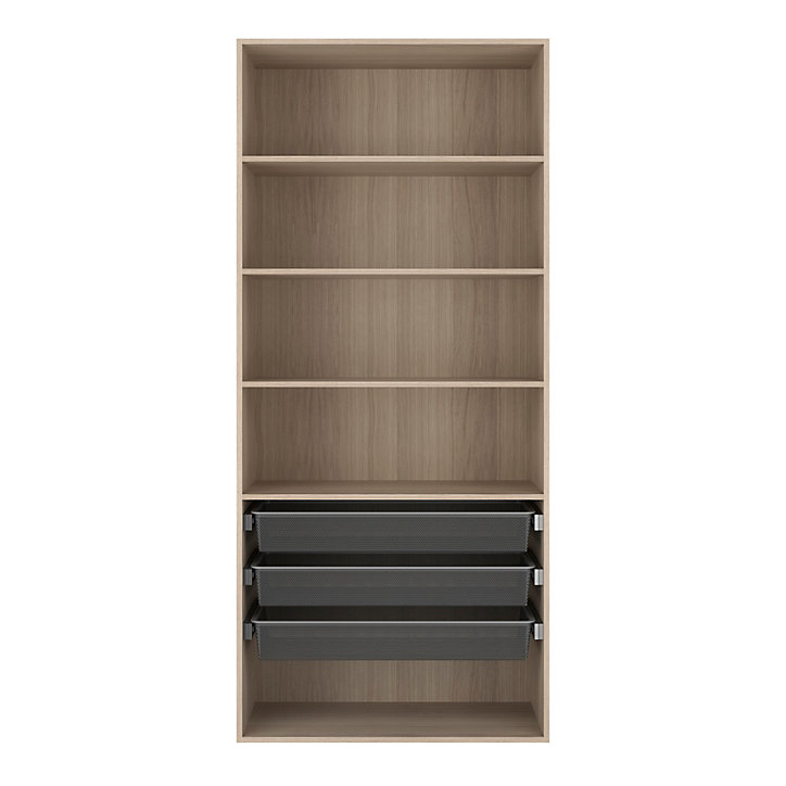 Dressing ouvert tablettes et tiroirs effet chêne GoodHome Atomia H. 225 x L. 100 x P. 45 cm