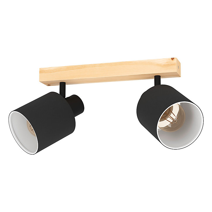 Réglette spot 2 lumières E27 10W Eglo Batallas noir L.30 x L.5 cm