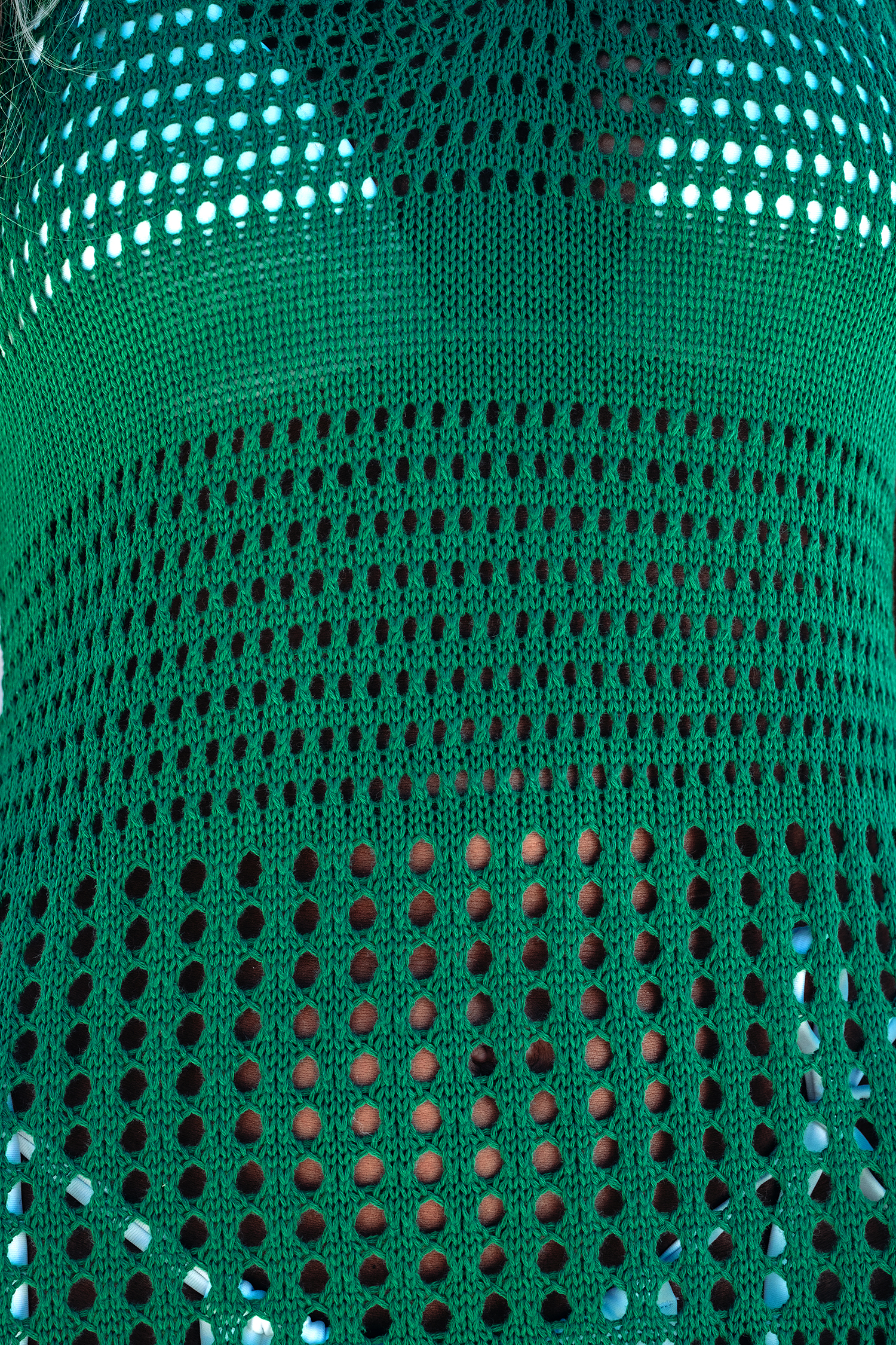 Robe mini cover up en tricot ouvert émeraude