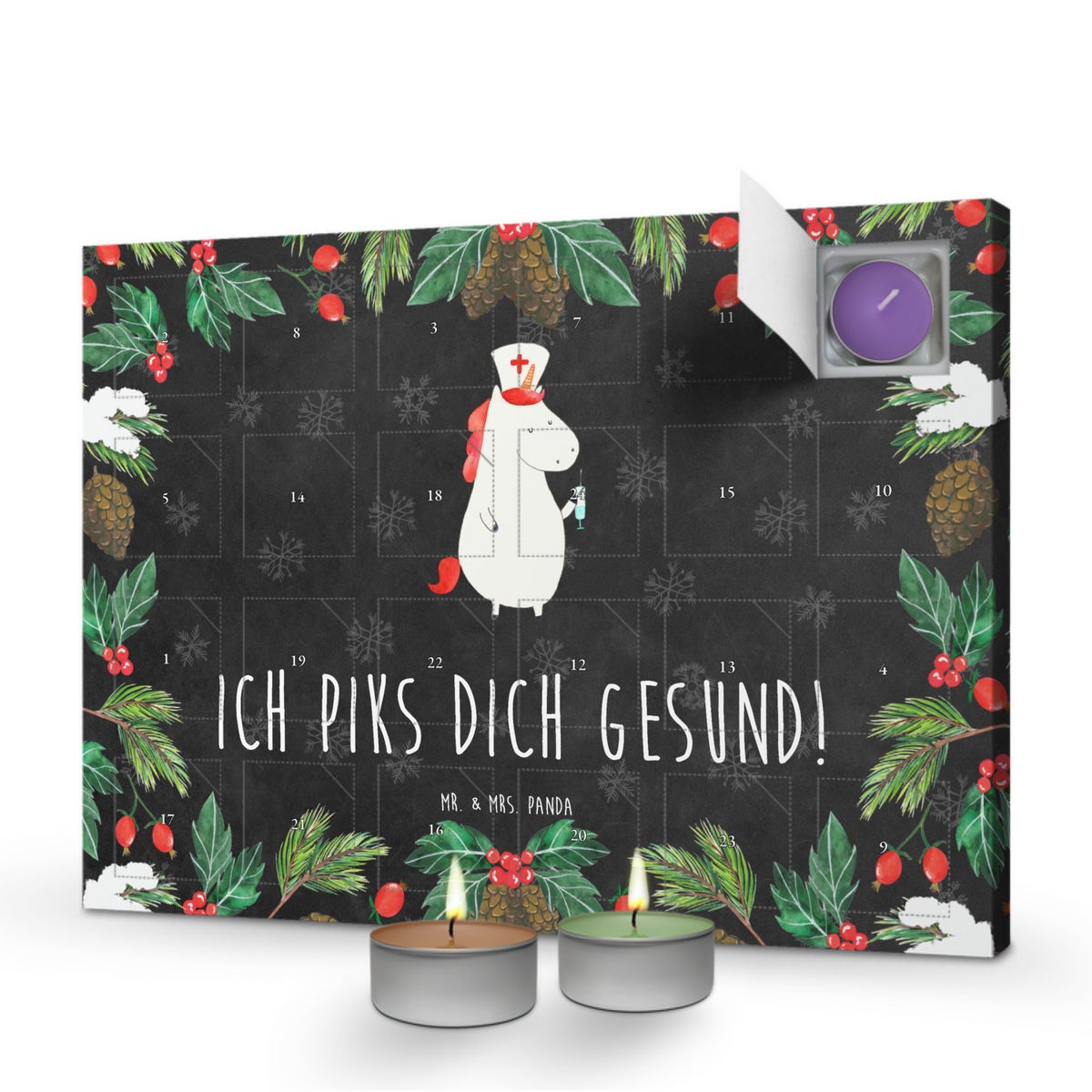 Mr. & Mrs. Panda Geurkaars Adventskalender Eenhoorn Verpleegster - Zwart