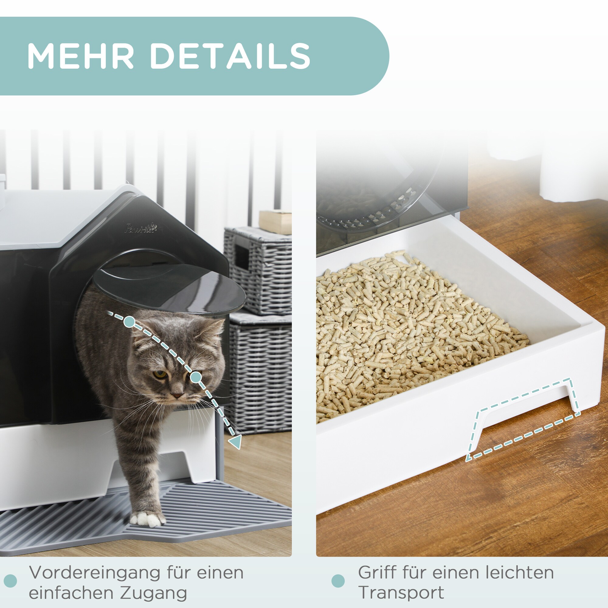 PawHut Katzentoilette mit Schaufel blau 47L x 45B x 42H cm