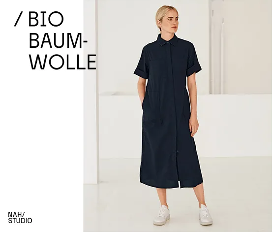 NAH/STUDIO Seersucker-Kleid | Baumwolle, Navy