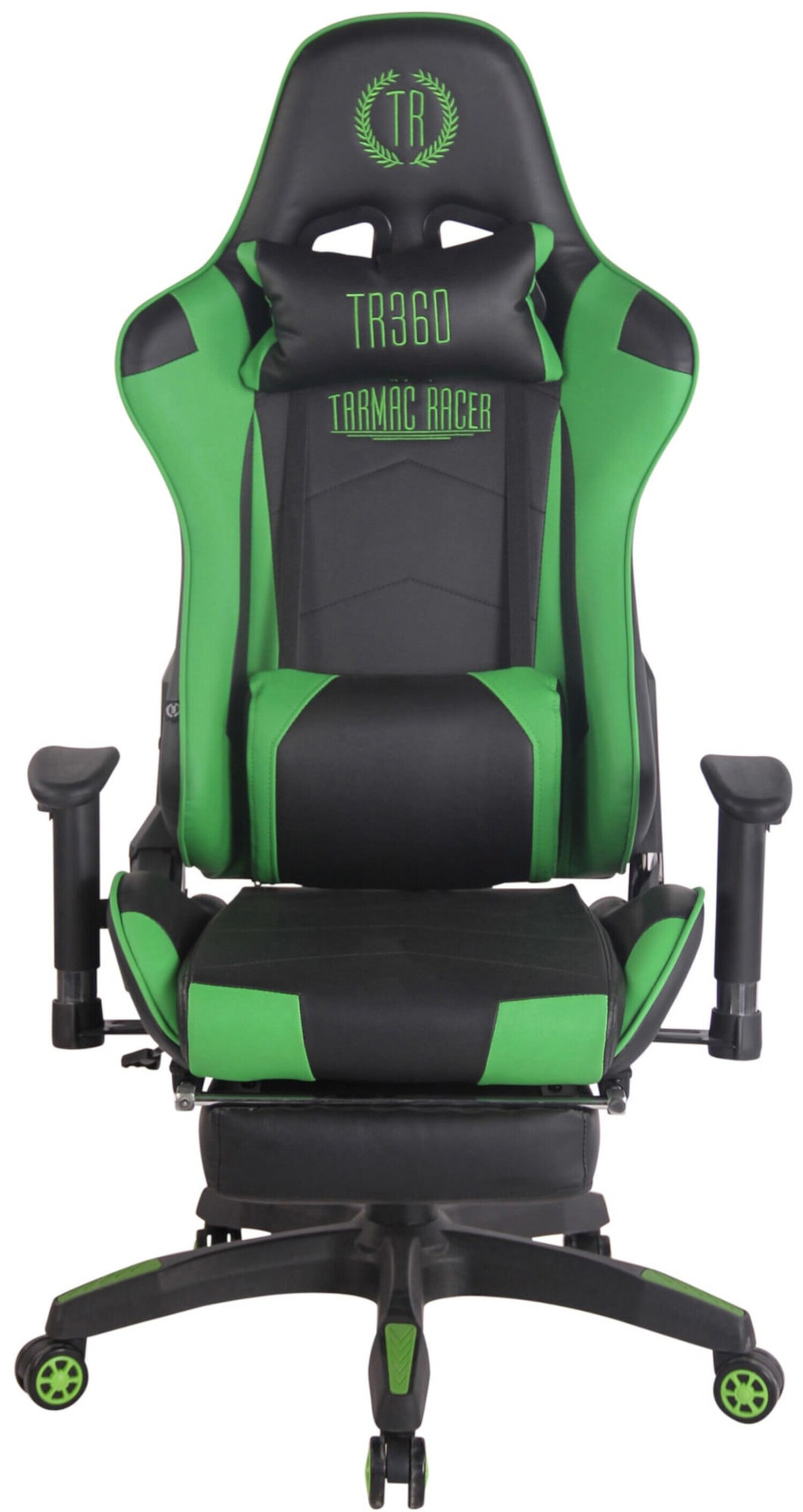 TPFLiving Racing Bürostuhl Turbine mit Fußablage Schwarz/Blau