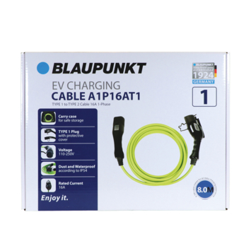 Blaupunkt Electric Verhicle 1 Fase laadkabel type 1 16Ah capaciteit
