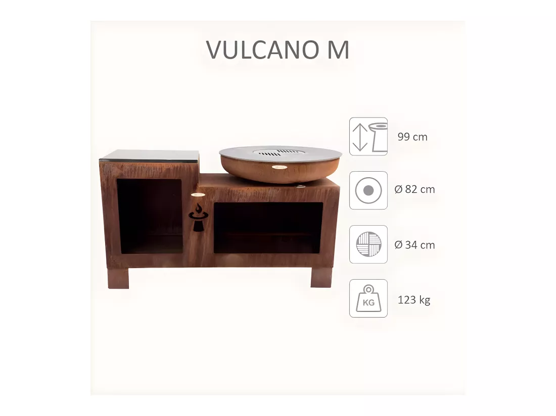 Barbecue brasero en acier Vulcano Surface de cuisson 82 cm