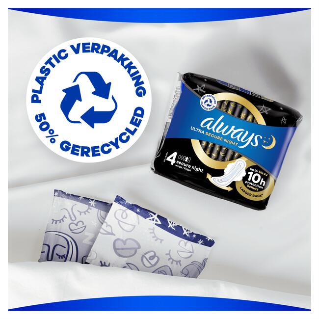 Always Ultra Maandverband Secure Night Met Vleugels 4x9 stuks