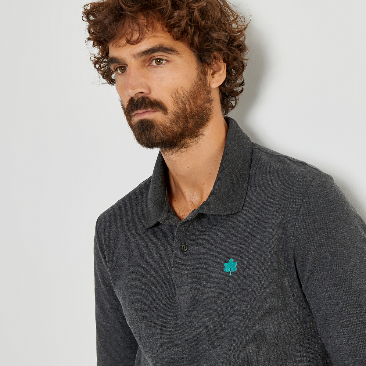 COLEÇÕES LA REDOUTE<br>Camisa polo de manga comprida em puro algodão orgânico