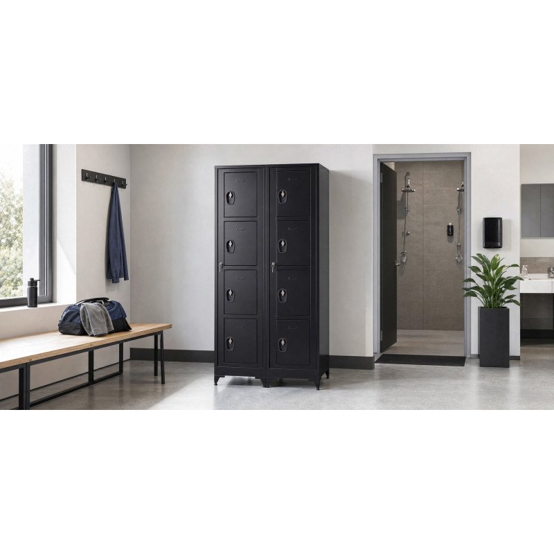 Vestiaire sur pied avec casiers visitables - démontable - 2 colonnes 8 portes