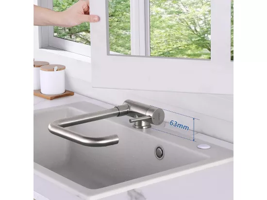Mitigeur de Cuisine Rabattable Rotatif à 360°,Robinet Cuisine Eau Chaude/Froide Robinetterie,avec barboteur démotable Pour Évier contre Fenêtre