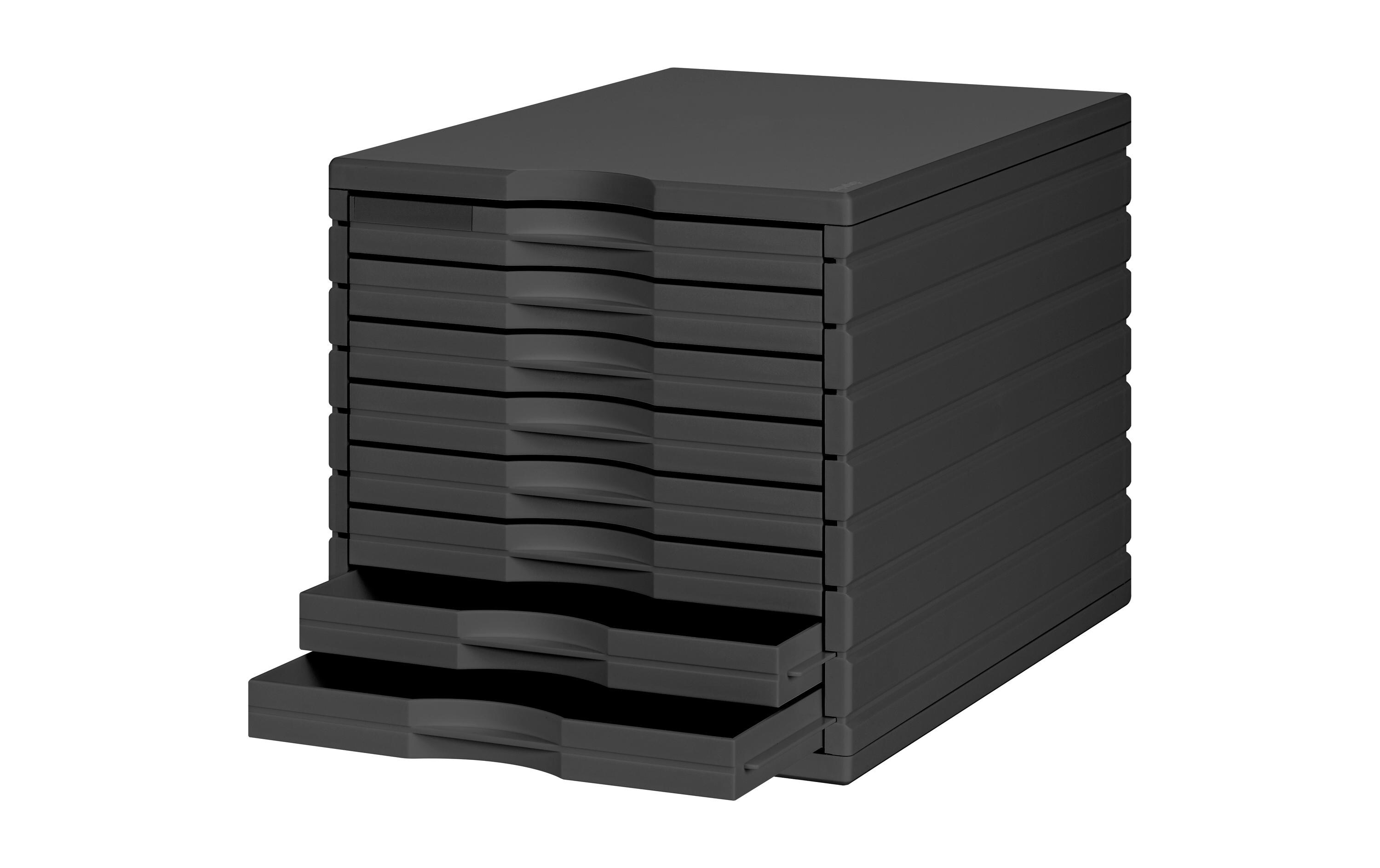 Schubladenbox Styrotop 8 Schubladen, Schwarz<br>Box mit Schubladen für Ihre Dokumente