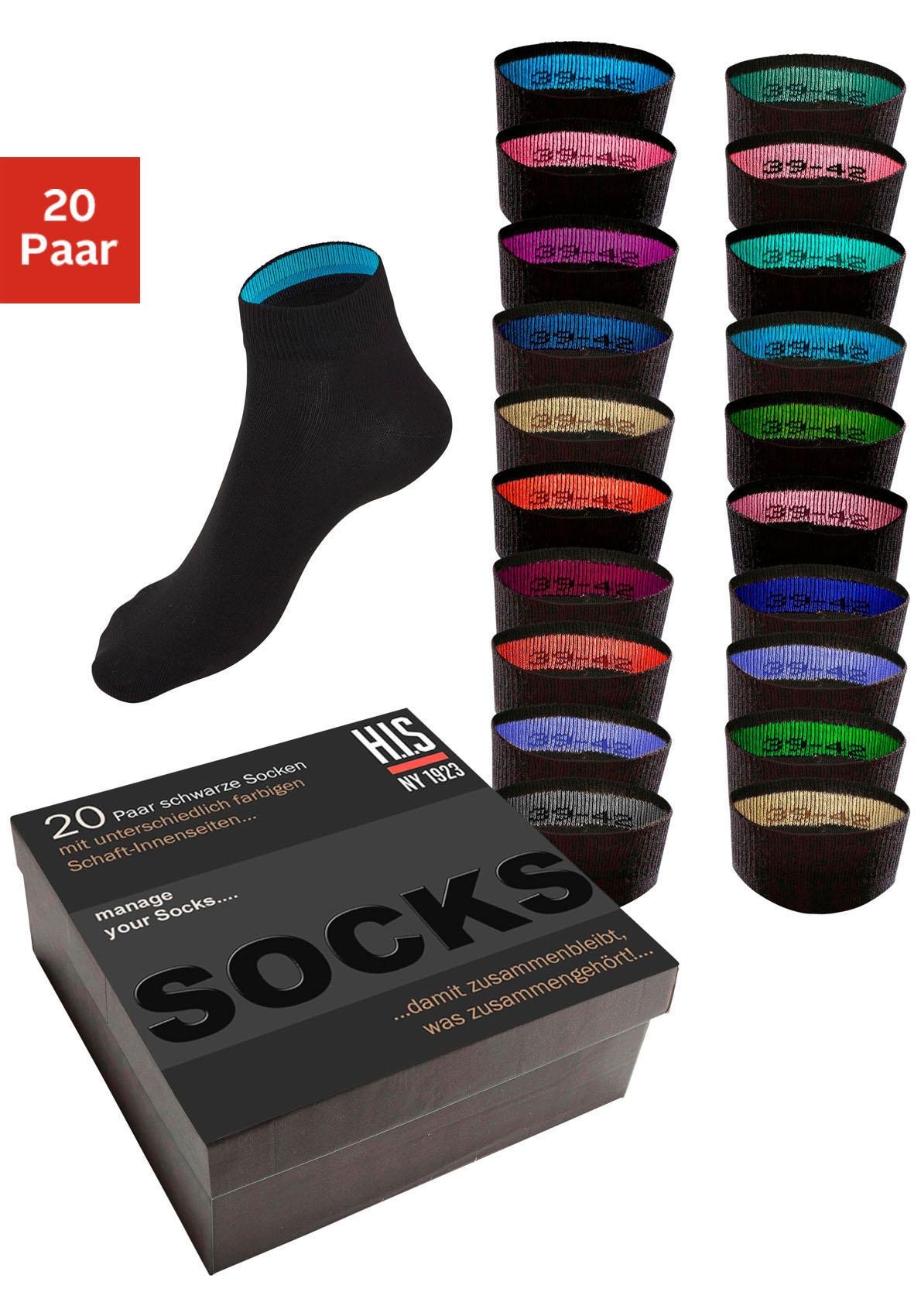 H.I.S Kurzsocken Box, 20 Stk. tlg. in praktischer Geschenkbox