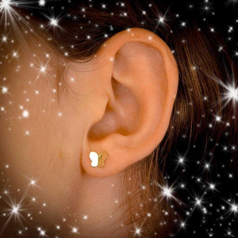 Boucles d'Oreilles Or Jaune - Papillon
