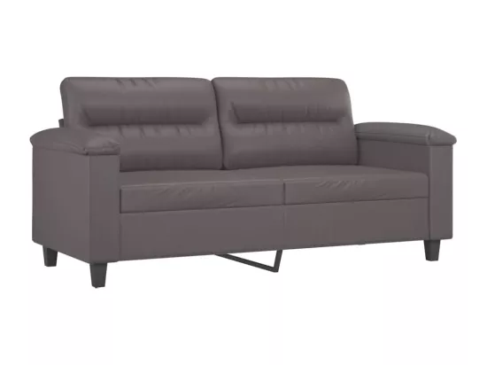 Ensemble de canapés 3 pcs avec coussins gris similicuir