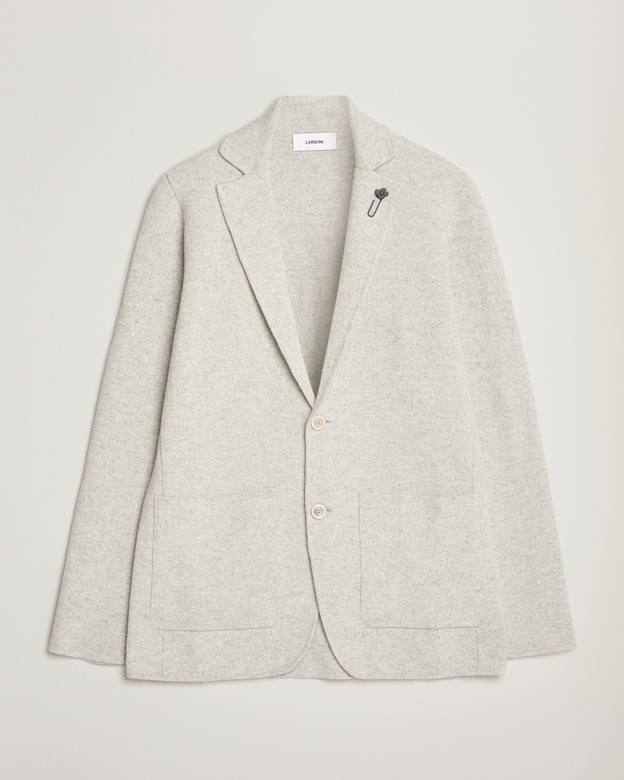 Lardini Knitted Wool Blazer Light Grey