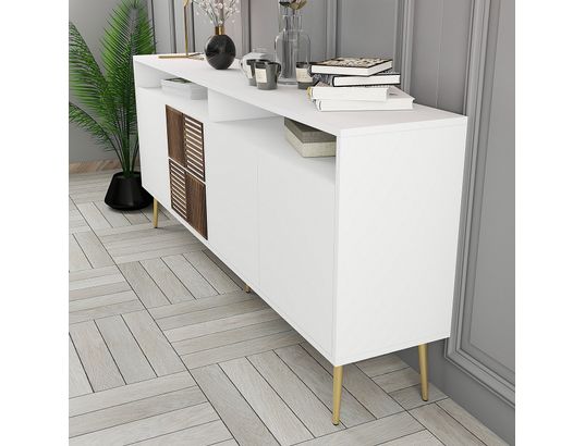 CONCEPT1 - Bahut Milan blanc or 180 x 35 x 77cm