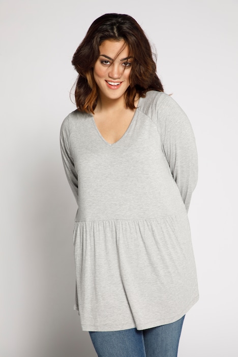 Shirt, Quernaht, A-Line, V-Ausschnitt, 3/4-Arm