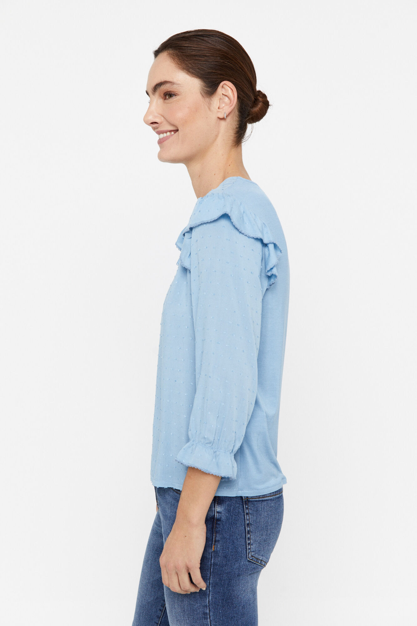 Blusa Combinada Plumeti - Estampa Azul