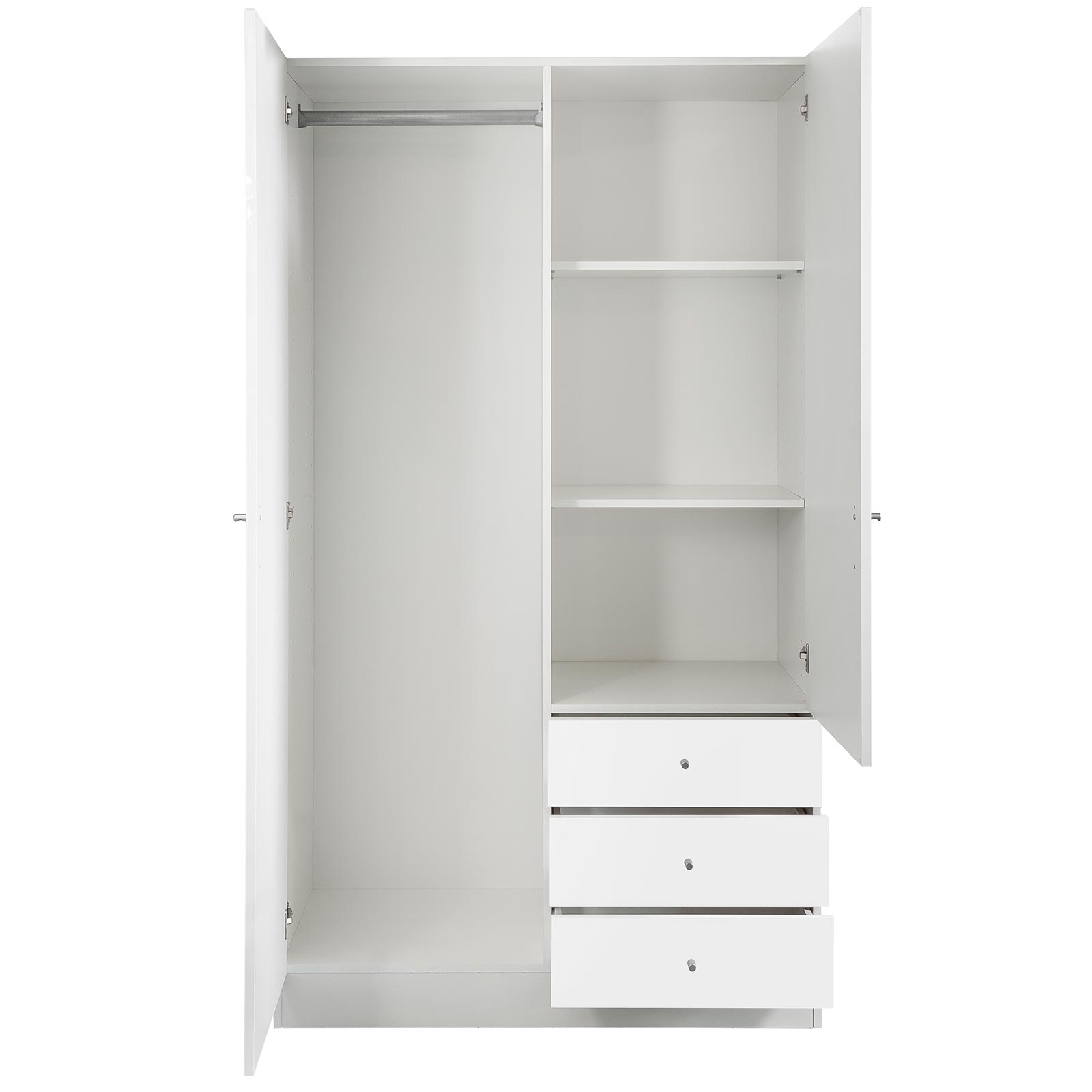 Kleiderschrank - weiß Hochglanz - 100 cm breit