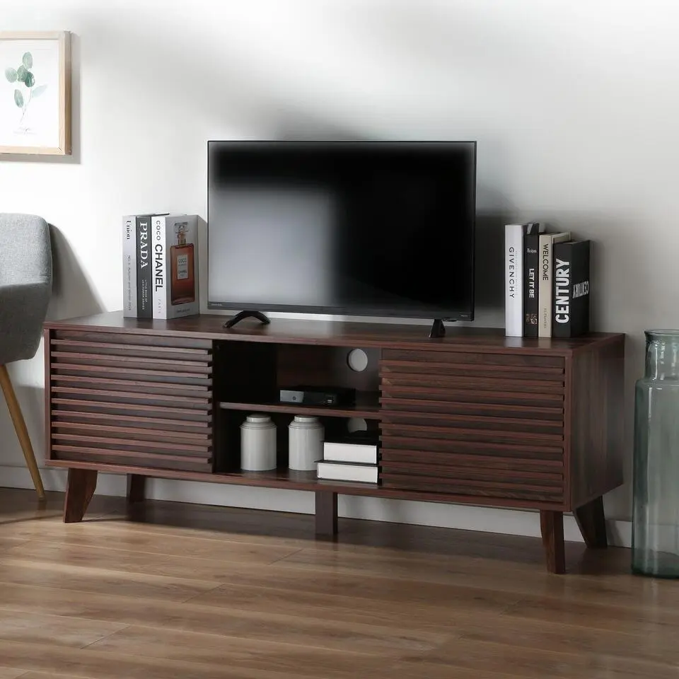 CALICOSY - TV-Meubel FRIBOURG - Donker hout - 51,5x135x39 cm