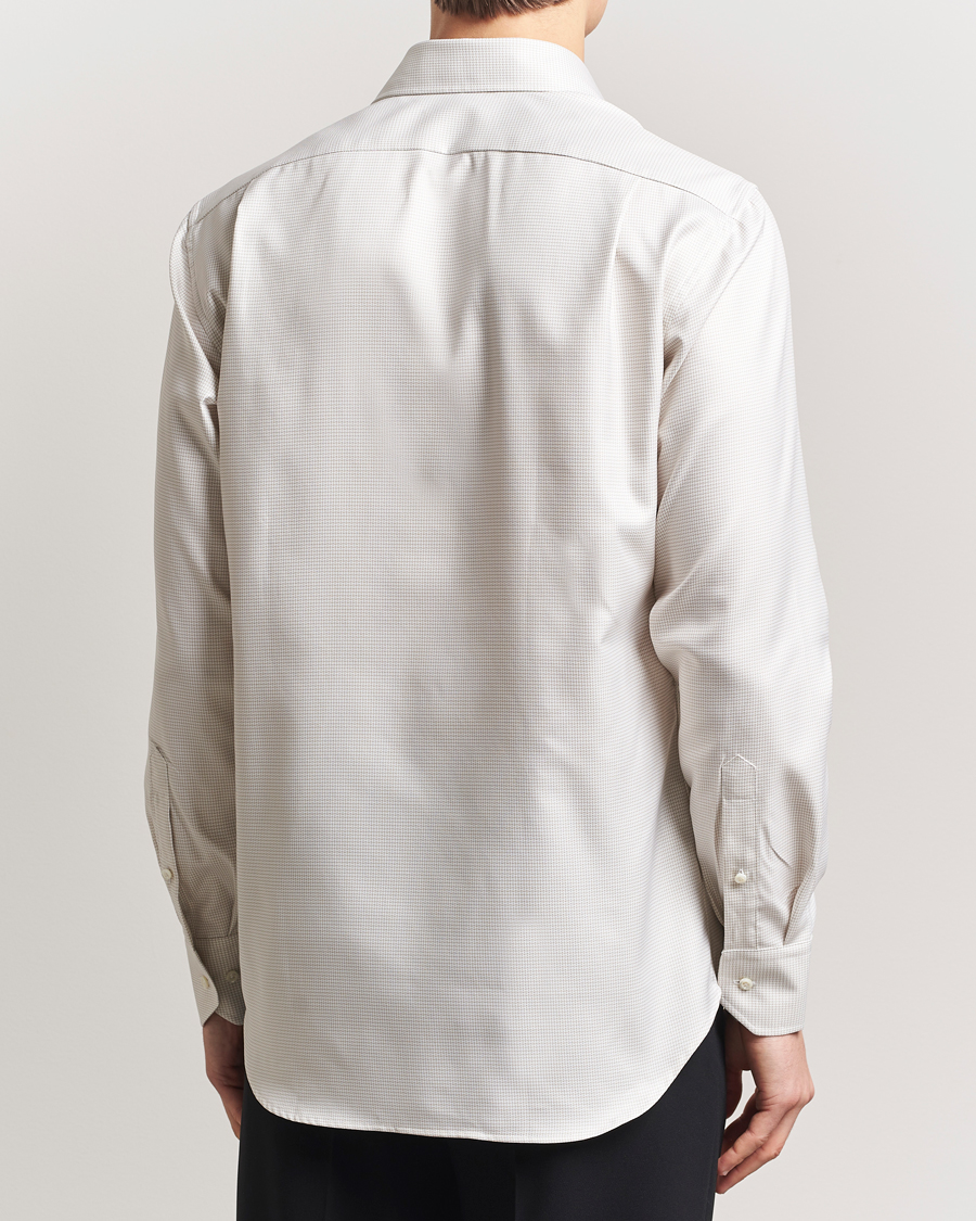 Stenströms Fitted Body Small Houndstooth Shirt Beige