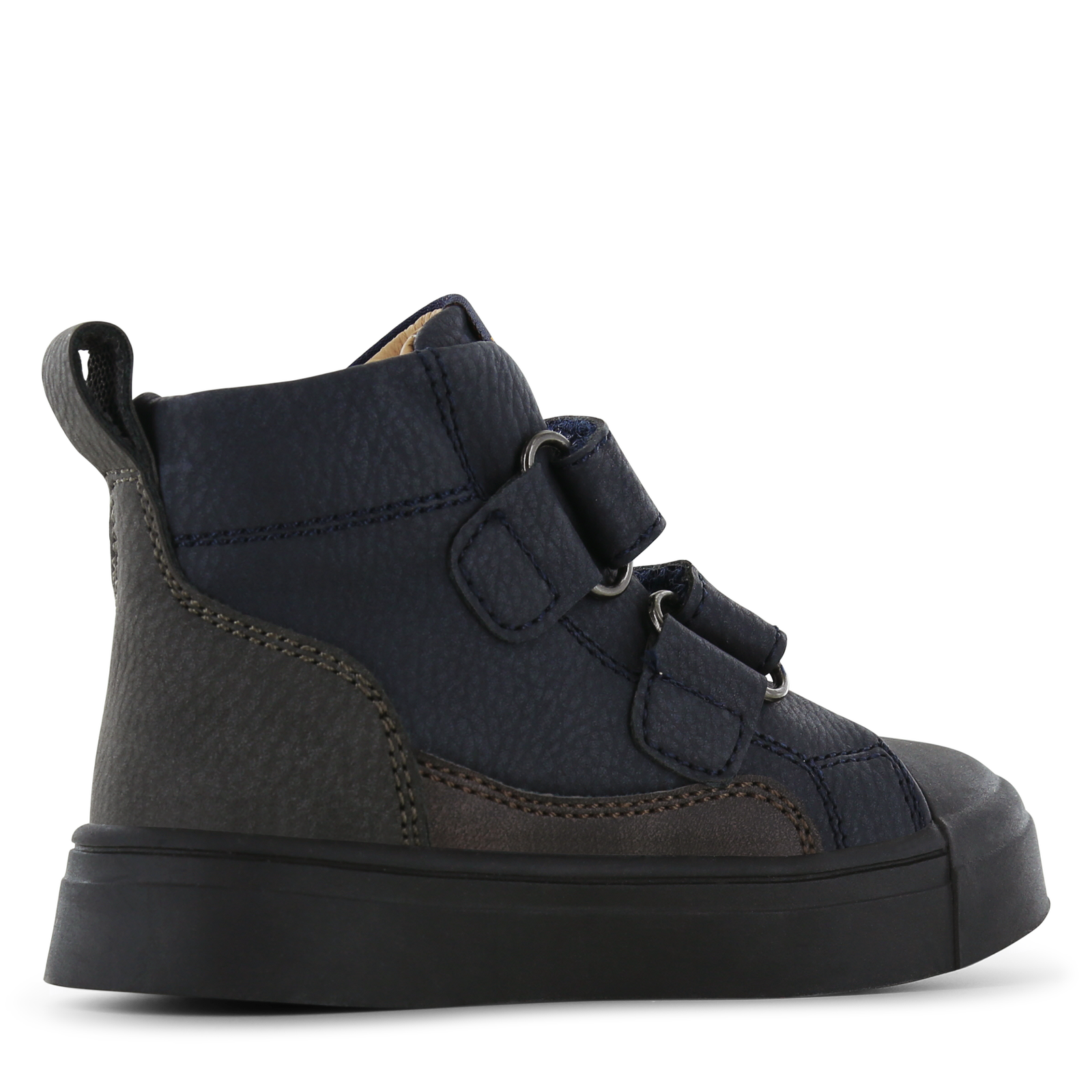Shoesme blauer Stiefel mit cognacfarbenem Aufnäher
