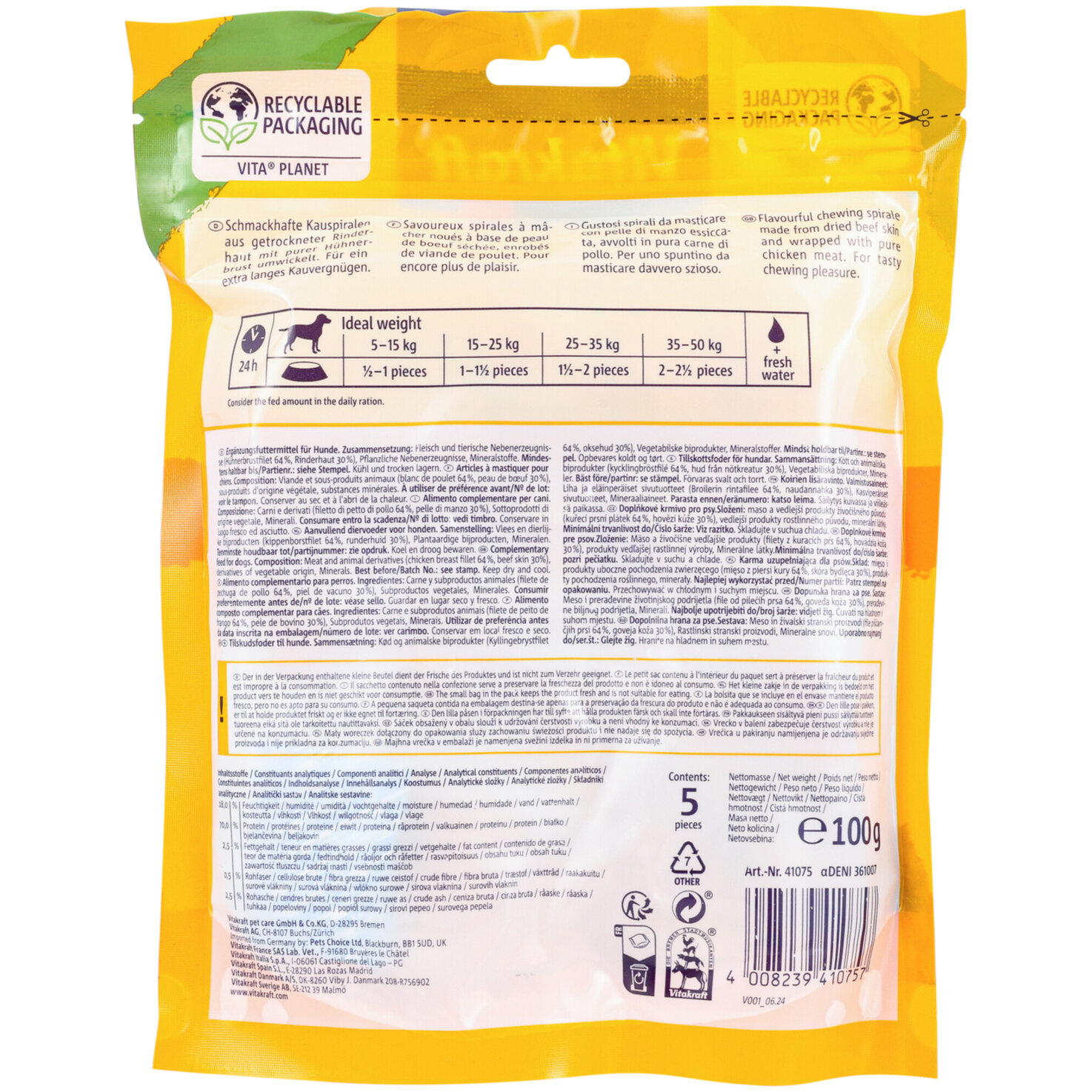 Vitakraft Chews Kauspirale Huhn M 5 Stück