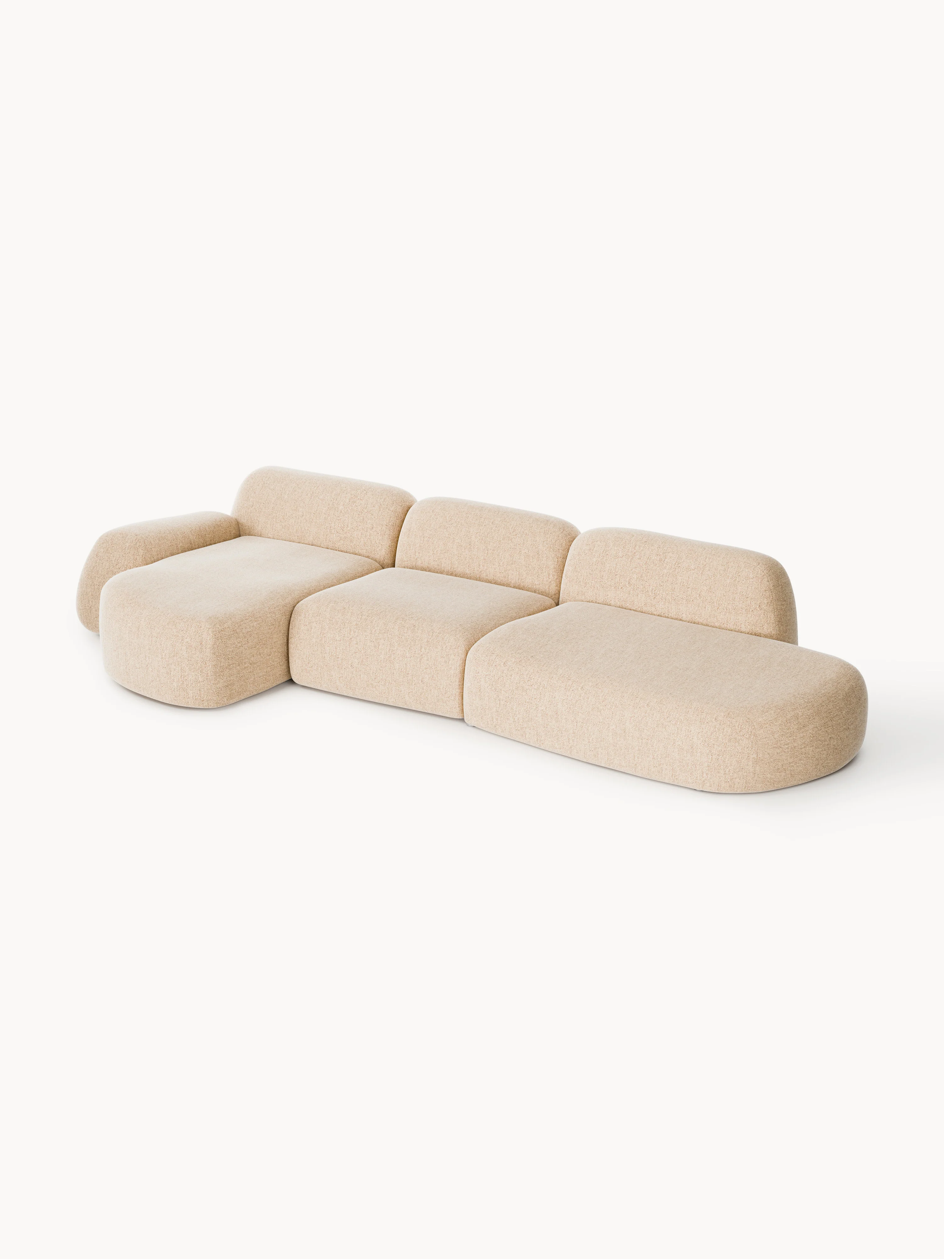 Modulaire bouclé hoekbank Wolke (4-zits) met chaise longue