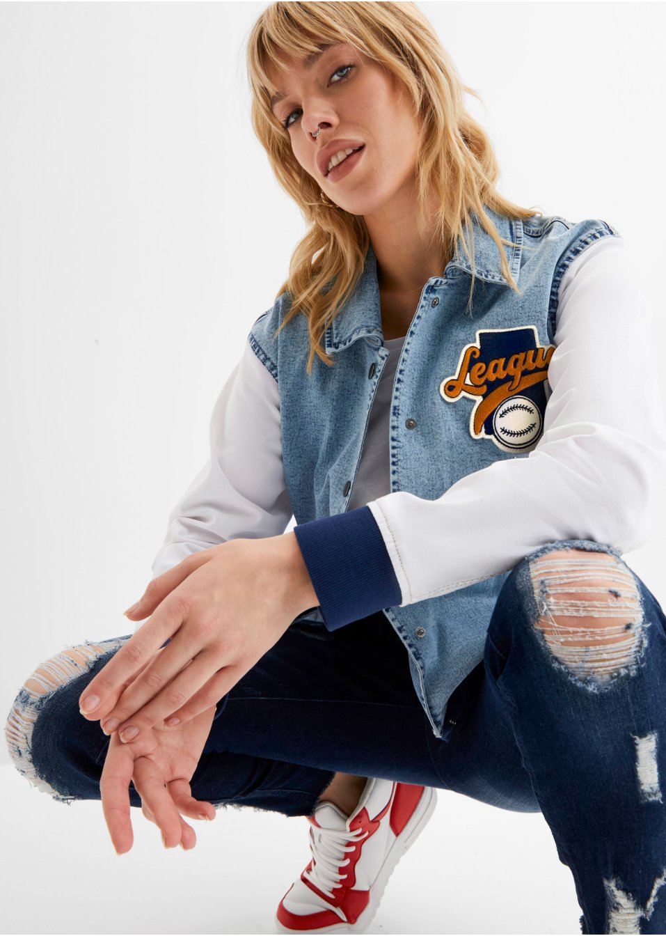 Blouson baseball en jean