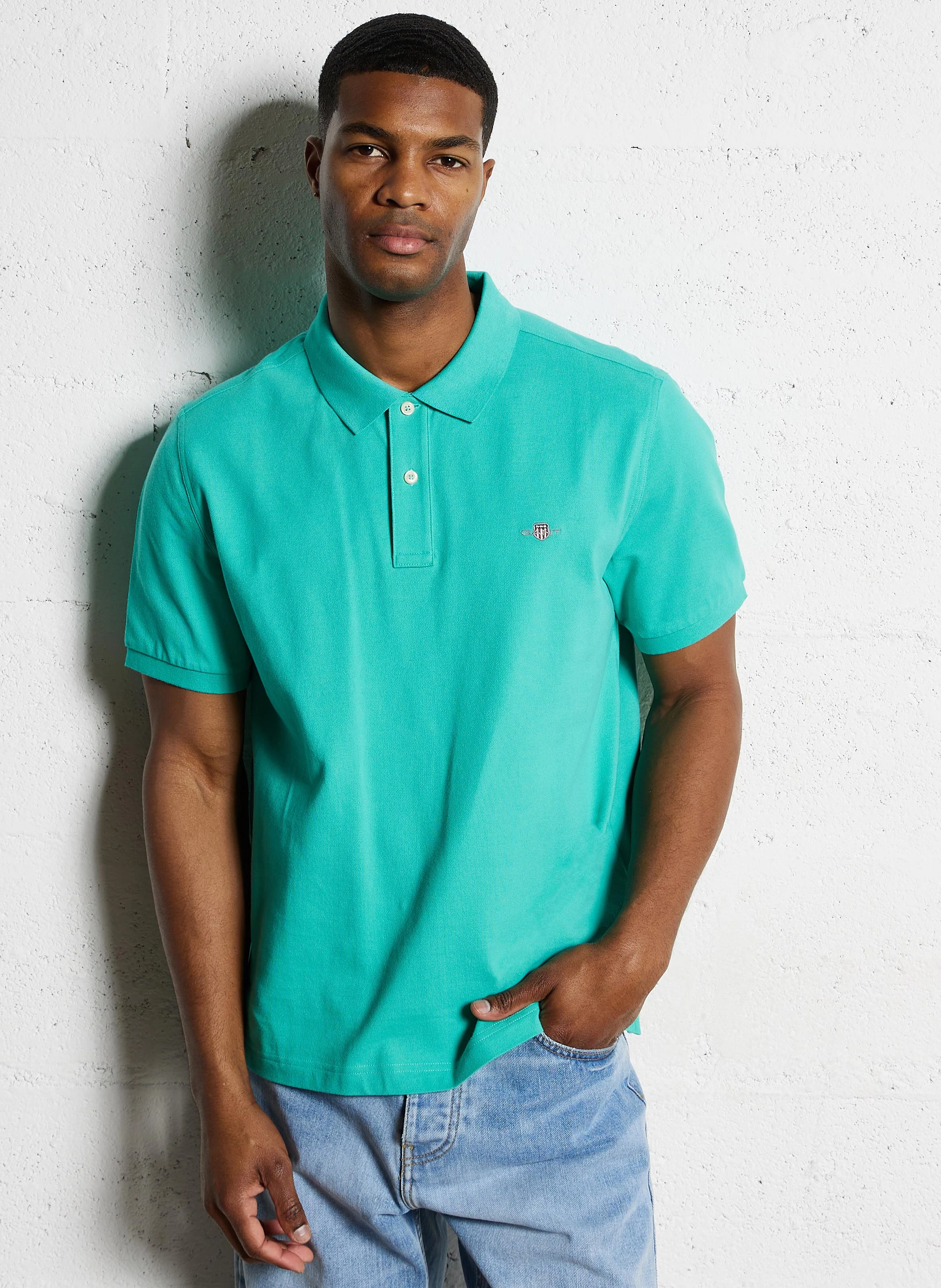 Polo col classique droit en coton| Vert