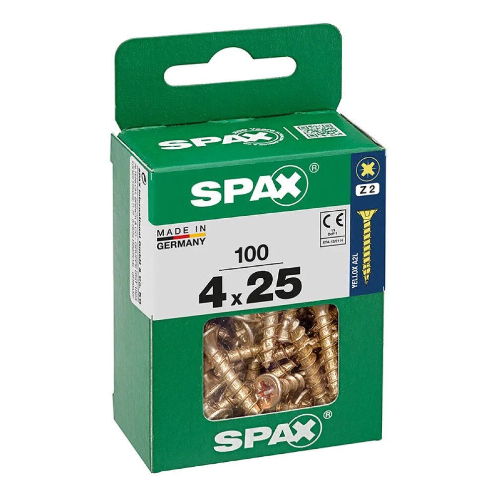 SPAX SENKHODE GUL 4X25, M 100 STK