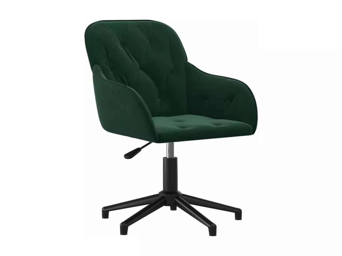 Chaise pivotante de bureau Vert foncé Velours