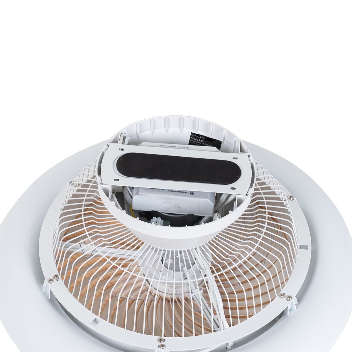 Plafondventilator wit met hout print 55cm incl. LED dimbaar met afstandsbediening - Clima