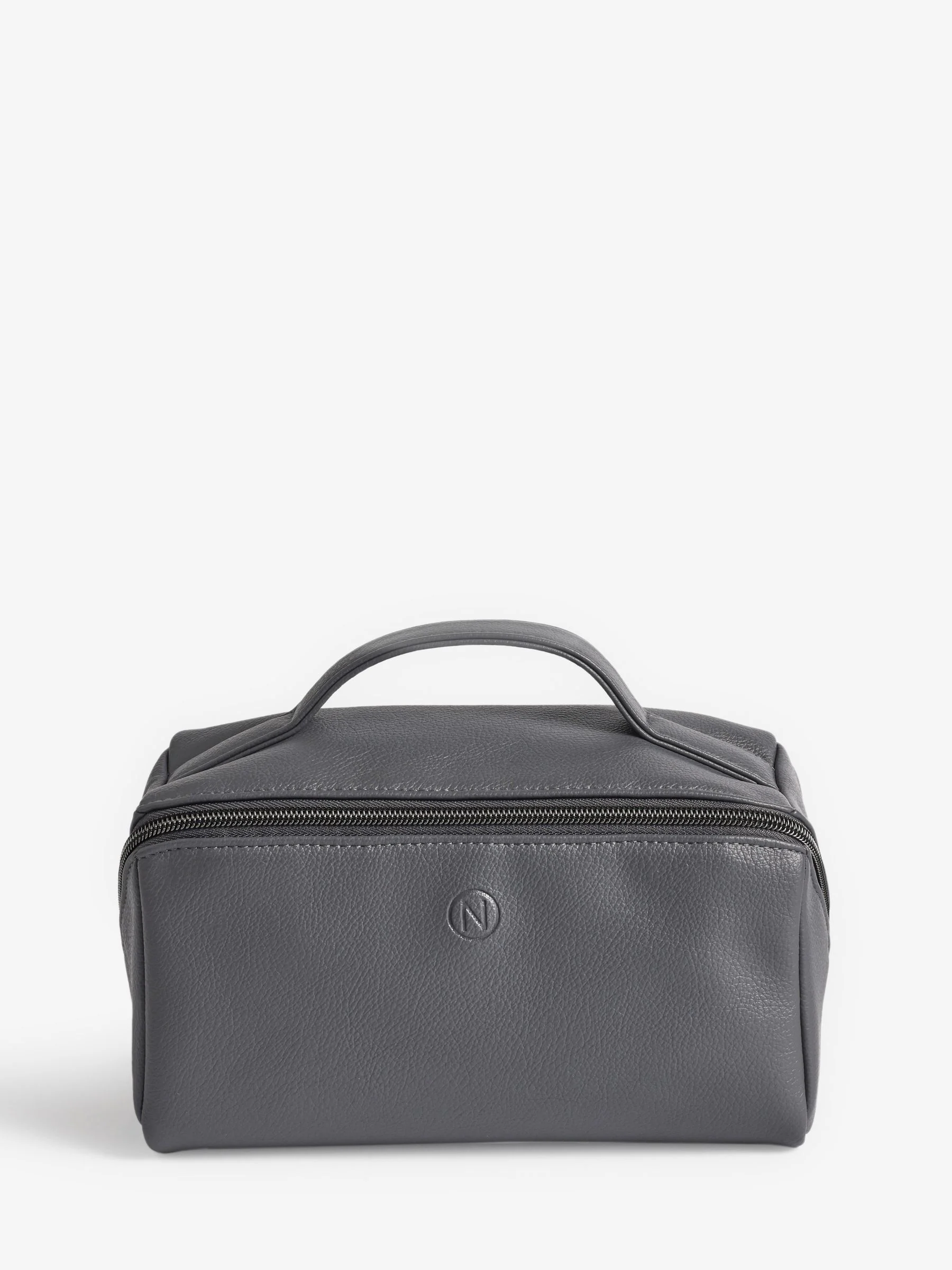 Grijs - Fold Out Faux Leather Wash Bag