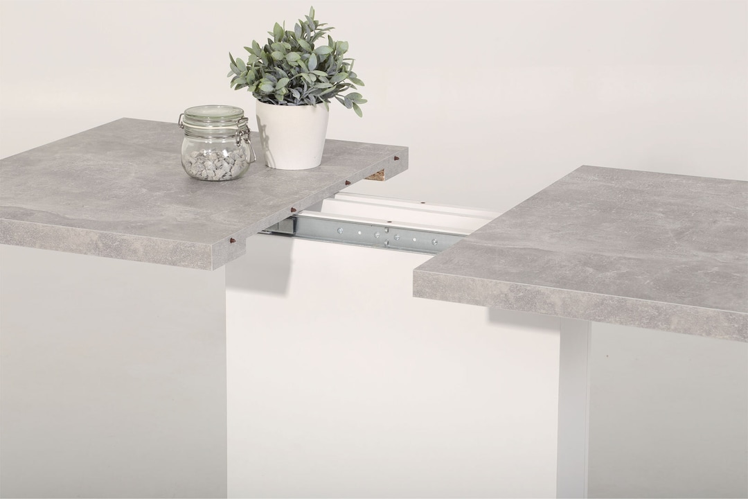 Tisch Britt Beton-Optik/Weiß 110-150 x 69 cm