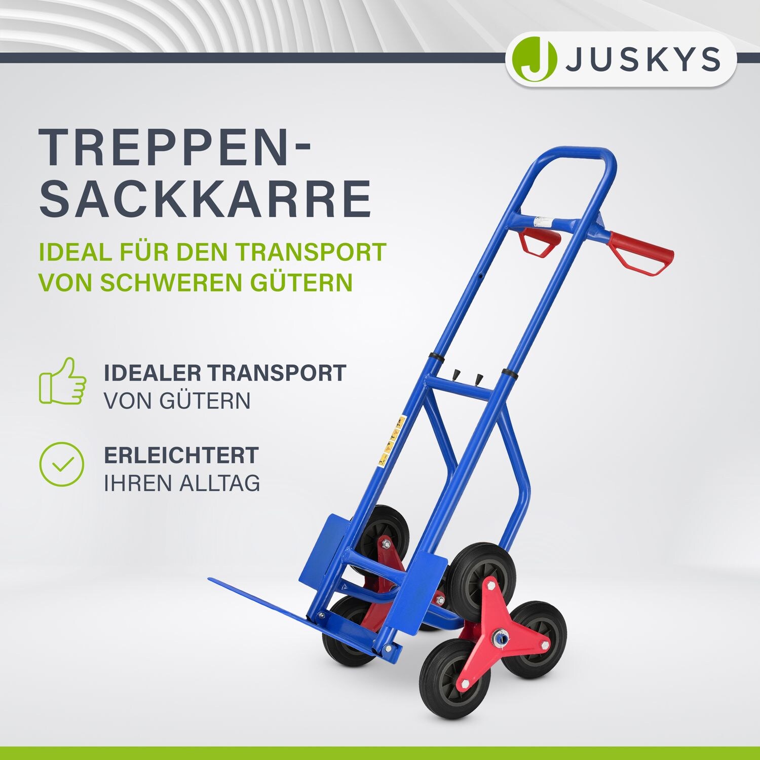 Juskys Treppensackkarre klappbar Treppensteiger mit Hartgummireifen & Stahlrahmen Sackkarre