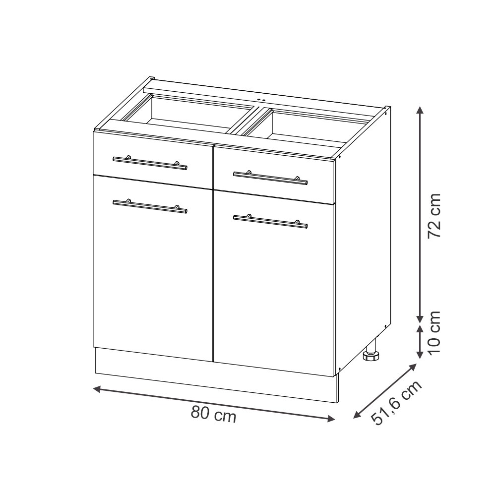 Vicco Schubunterschrank Fame-Line Anthrazit Dunkelblau Hochglanz 80 cm ohne Arbeitsplatte