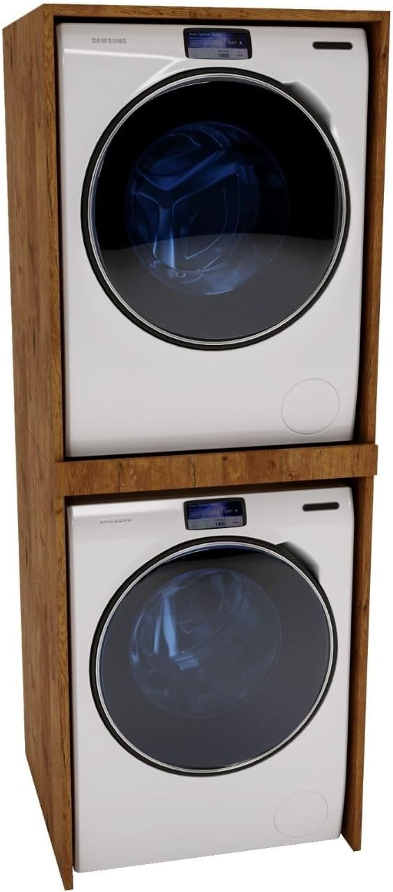 Waschturm - Waschmaschinenschrank für Waschmaschine & Wäschetrockner | Schrank Waschmaschine für Waschküche - Möbel Größe 66x180x65 cm Braun