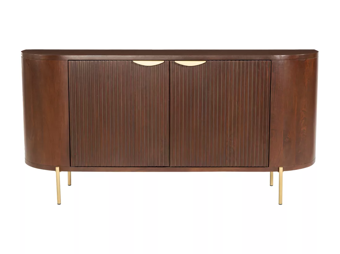 Buffet avec 2 portes en bois de manguier et métal - Naturel et doré - NEVILI de Maison Céphy